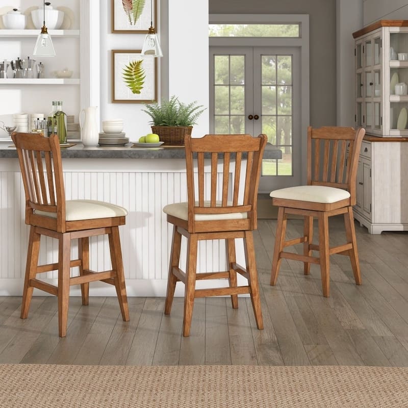 Eleanor Slat Back Wood Swivel Stool by iNSPIRE Q Classic