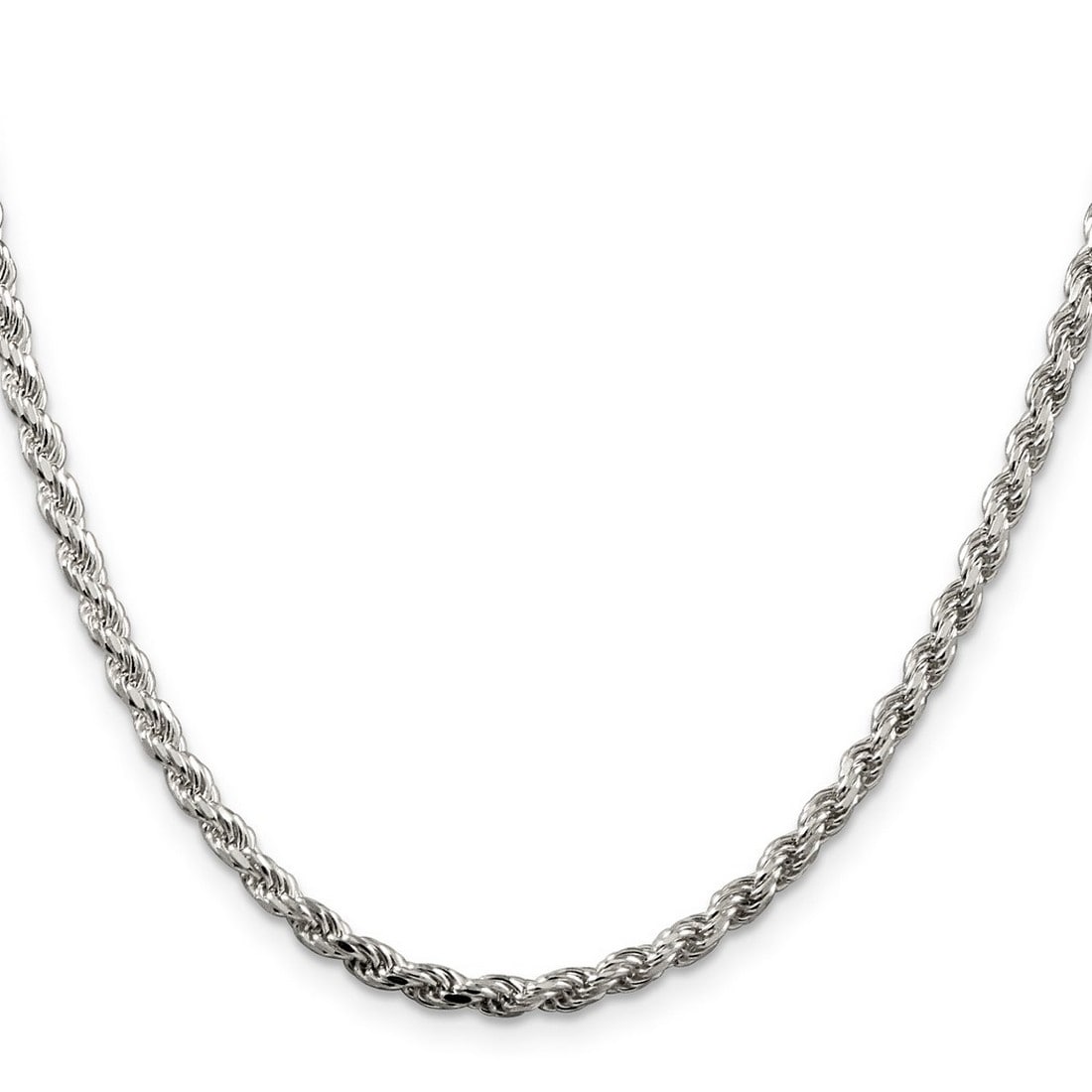 Curata 925 Sterling Silver 3mm Diamond Cut Rope Chain Necklace for men