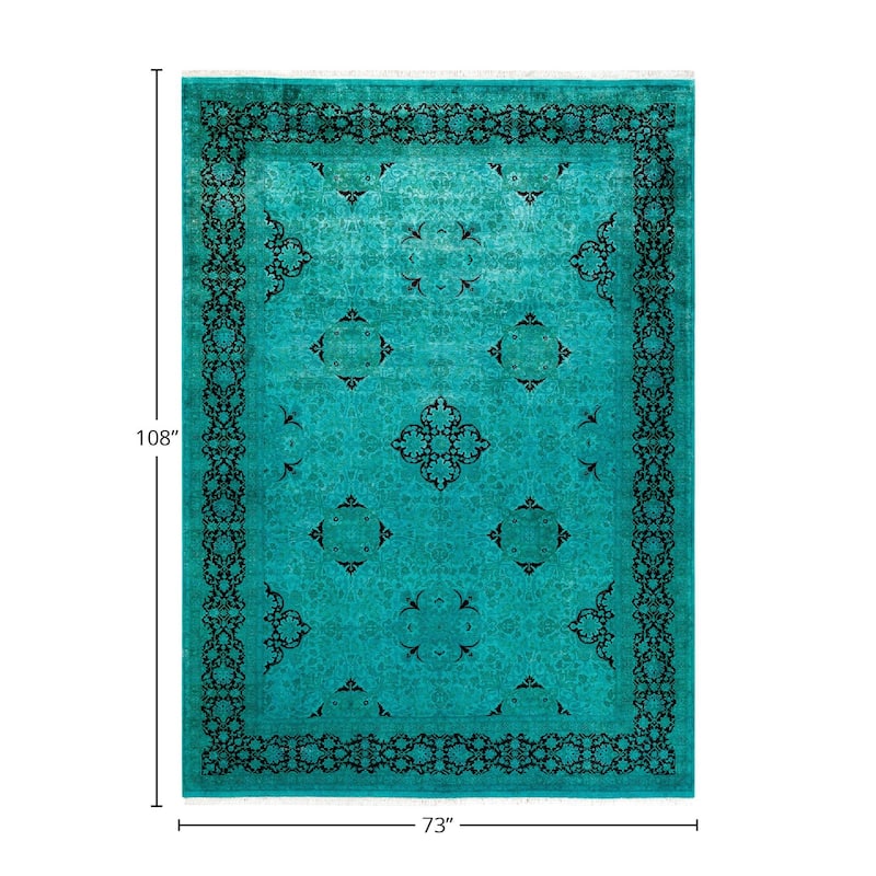Fine Vibrance, One-of-a-Kind Hand-Knotted Area Rug - Green, 6' 1" x 9' 0" - 6' 1" x 9' 0"