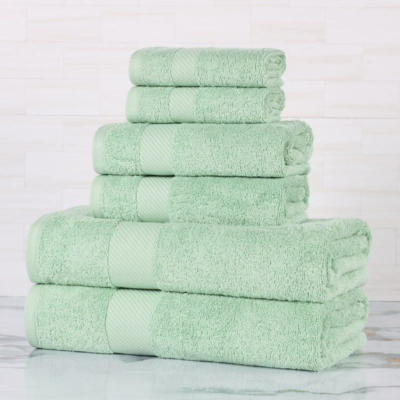 Superior Luxury Solid Highly Absorbent Egyptian Cotton 6 Piece Bath, Face, and Hand Towel Set