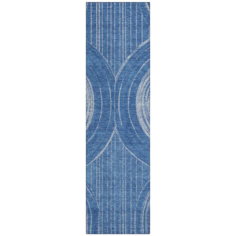 Machine Washable Indoor/ Outdoor Modern Trax Chantille Rug