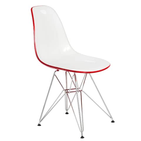 LeisureMod Cresco Modern Dining Side Chair Eiffel Chrome Legs