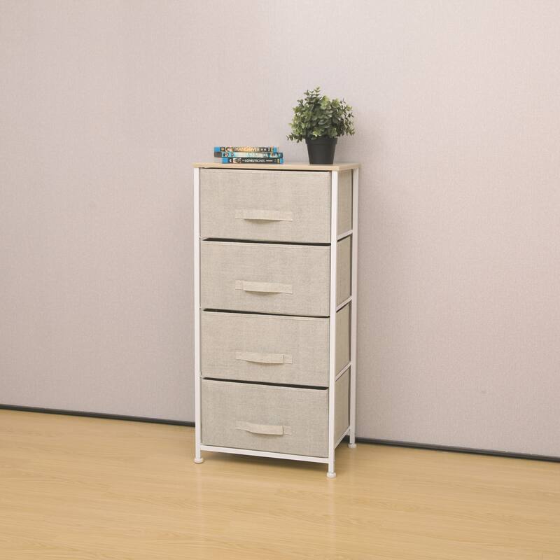 LCM Home Fashions Multiple Shelf Drawer Foldable Storage Chest Night Stand - Four Drawer