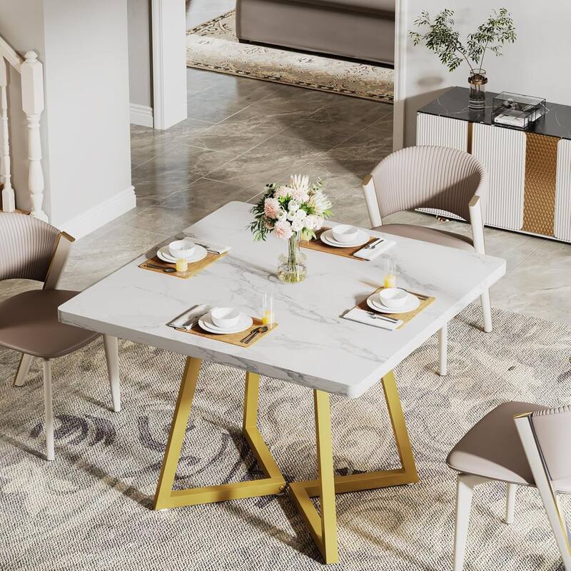 Industrial Dinner Table with Metal Base