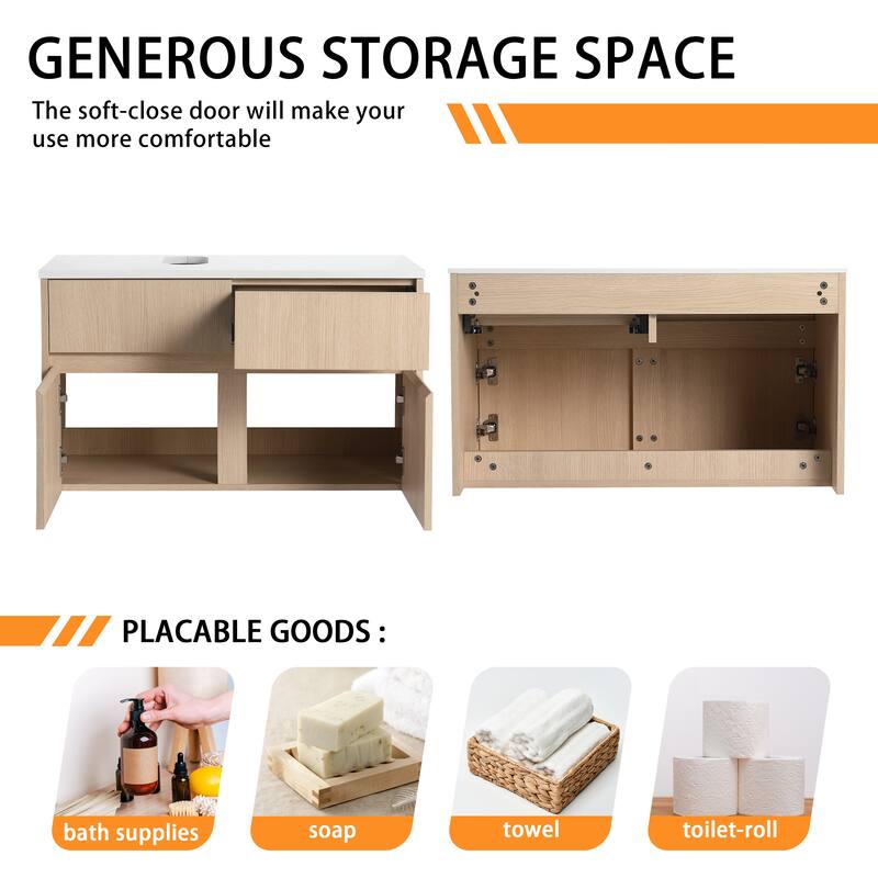 Bathroom Vanity With Sink In 32 Inch, Floating Bathroom Vanity With 2 Soft Close Doors And Drawer