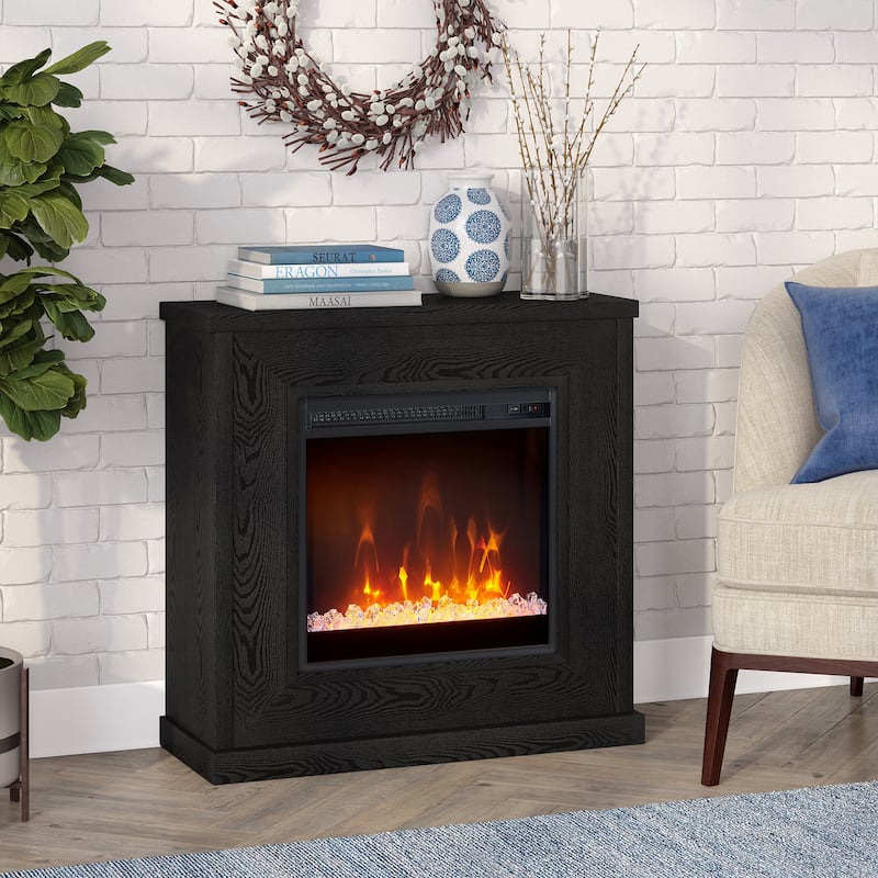 Santos 30" Wide Mantel Fireplace with Crystal Fireplace Insert