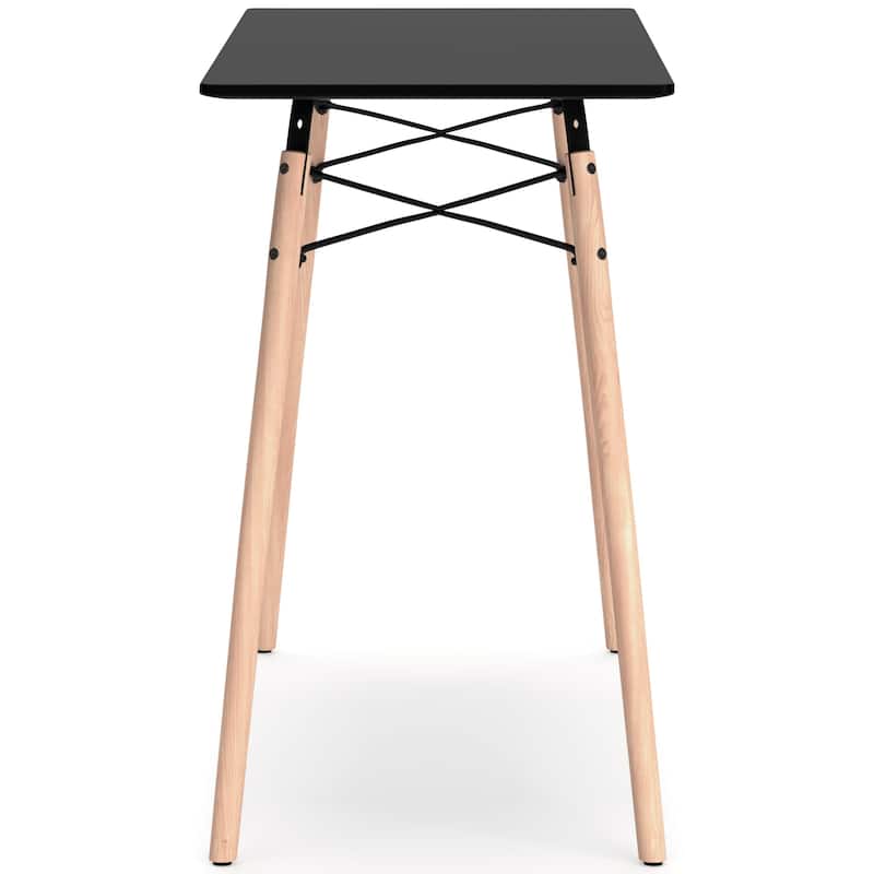 Laara Home Office Desk, Black, Brown Wood, Metal Leg Braces, 36 Inch