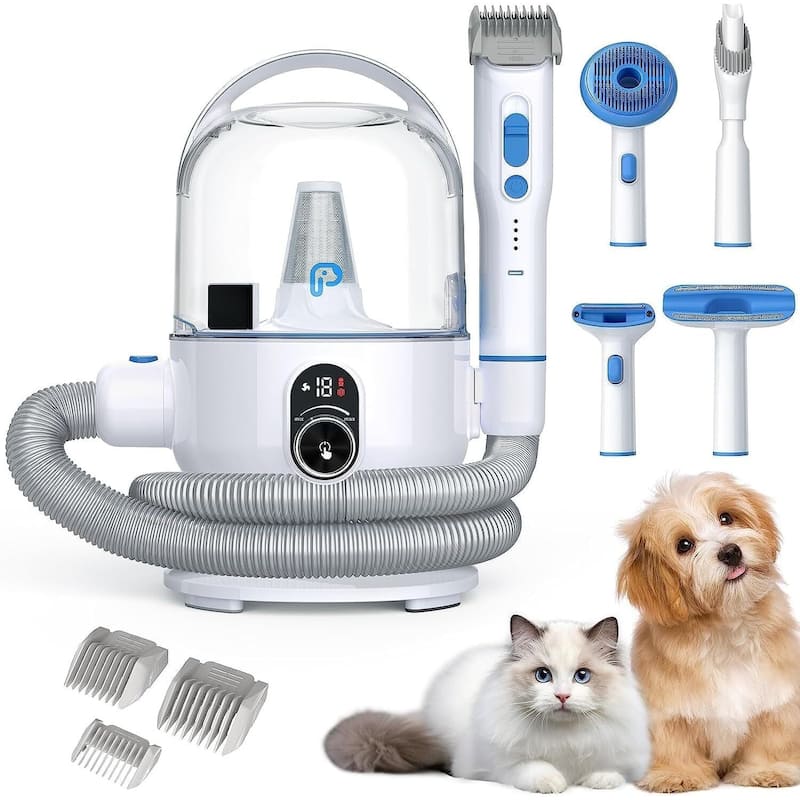 5-in-1 Pet Grooming Vacuum for Shedding Pet Hair - N/A - Blue