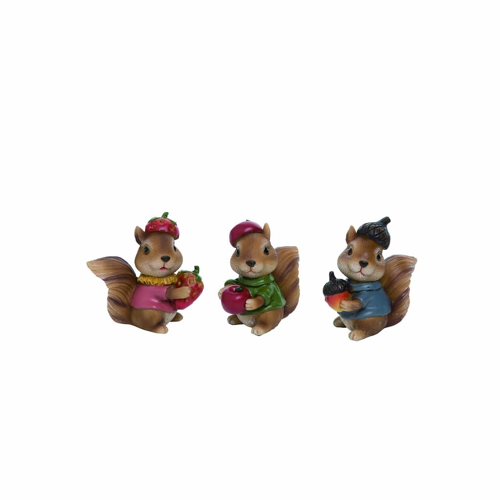 Transpac Small Resin Whimsical Squirrel Figurine Set of 3 Spring Home Decorations