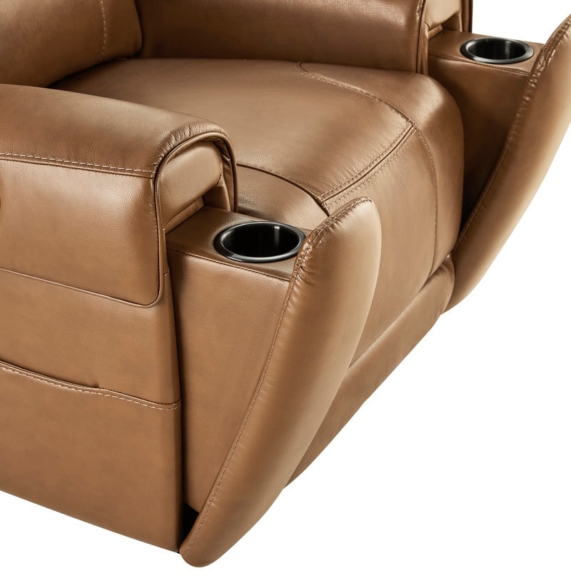 Spruce & Spring Leo Dual Motor Genuine Leather Power Recliner With Power Headrest