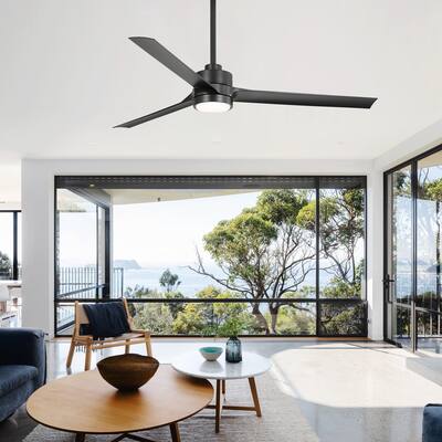 60 In LED Black Ceiling Fan with Light and Remote Control