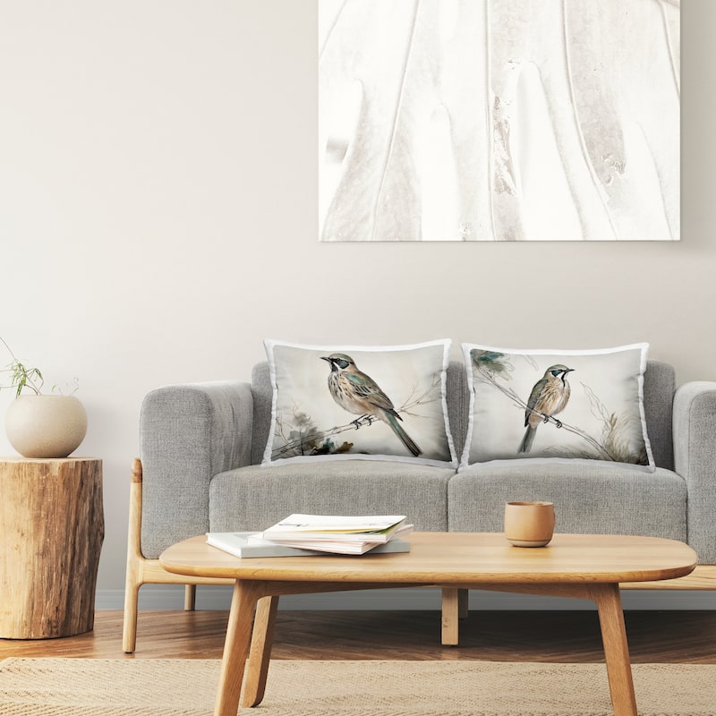 Stupell Sketched Birds on Branches Decorative Printed Throw Pillow Design by LSR Creative Studio (Set of 2)
