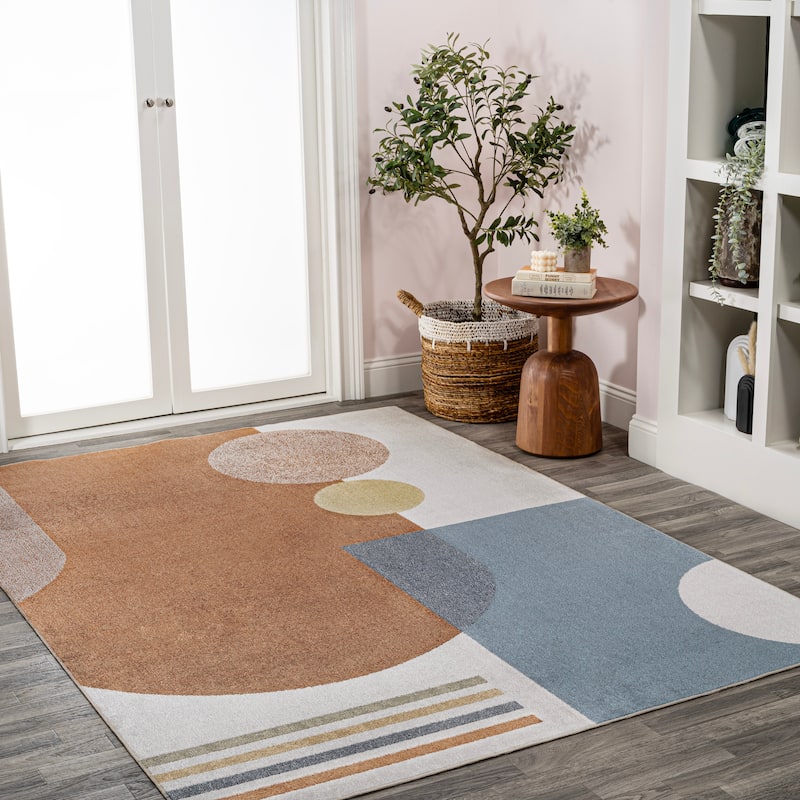 JONATHAN Y Pebble Modern Kids & Novelty Collage Machine-Washable Cream/Multi Area Rug