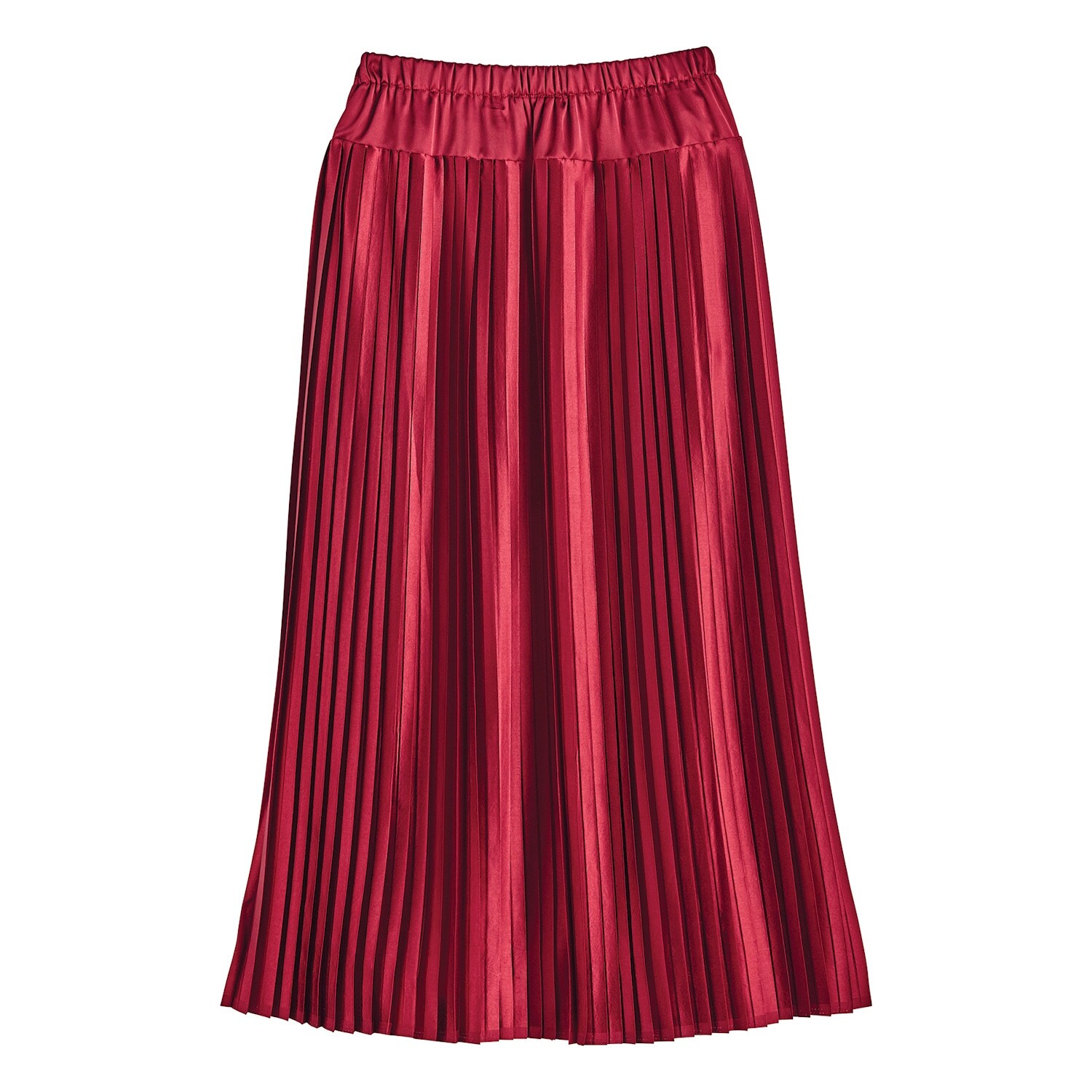 red long pleated skirt