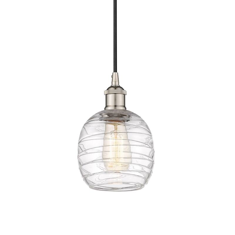Innovations Lighting 616-1P-10-6 Belfast Pendant Belfast 6" Wide Mini - Polished Nickel / Deco Swirl