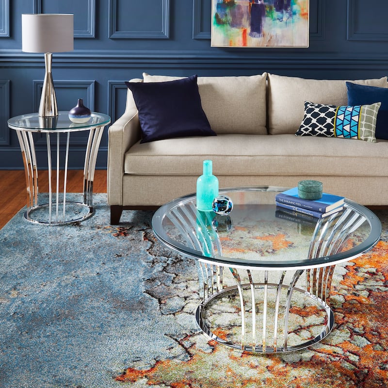 Cottbus Chrome Finish Coffee Table with Glass Top by iNSPIRE Q Bold
