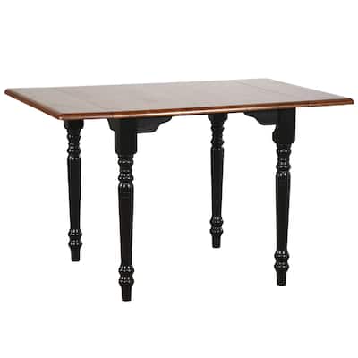 Wooden Rectangular Extendable Drop Leaf Dining Table - 48" - Brown and Black