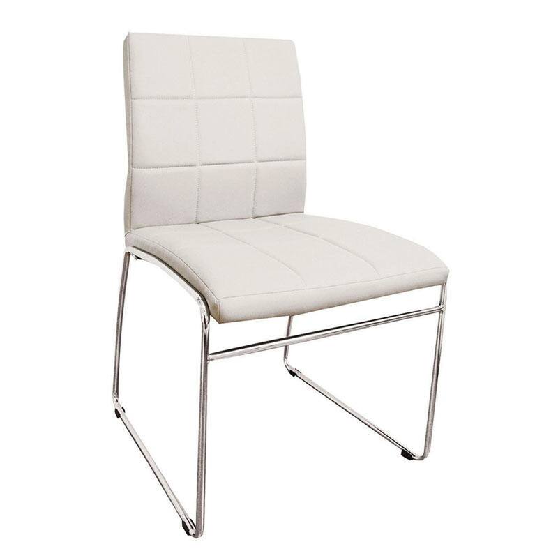 2PCS Leatherette Dining Chairs,Side Chair with Chrome Metal Legs