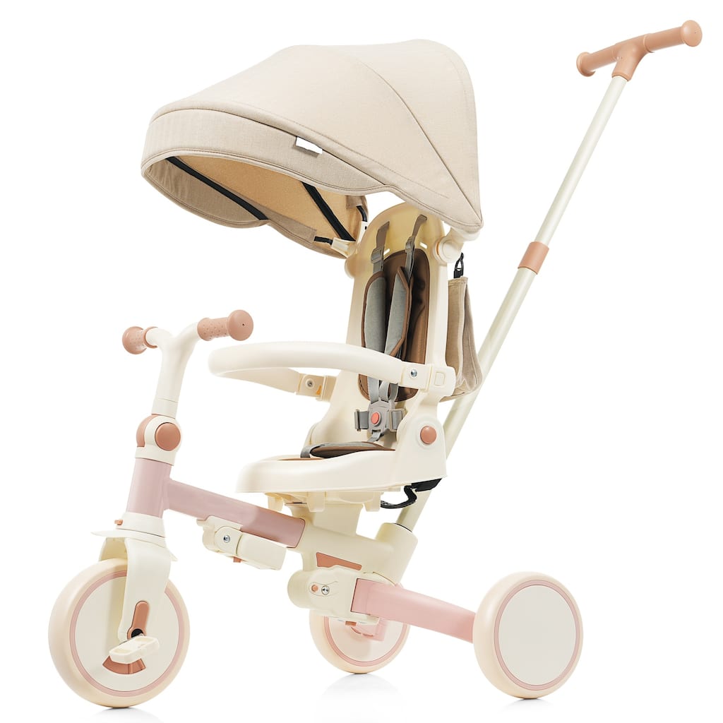 7 In 1 Baby Tricycle, Foldable Toddler Tricycle With Removable And Adjustable Parent Handle,For 12-72 Months