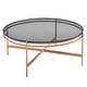 Cid 35 Inch Modern Coffee Table, Black Smoked Glass Top, Rose Gold Legs ...