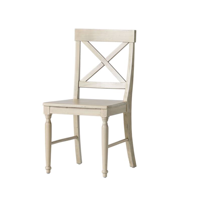 Roomfitters Farmhouse Acacia Wood Dining Chairs with Classic X-Shaped Back, Set of 2