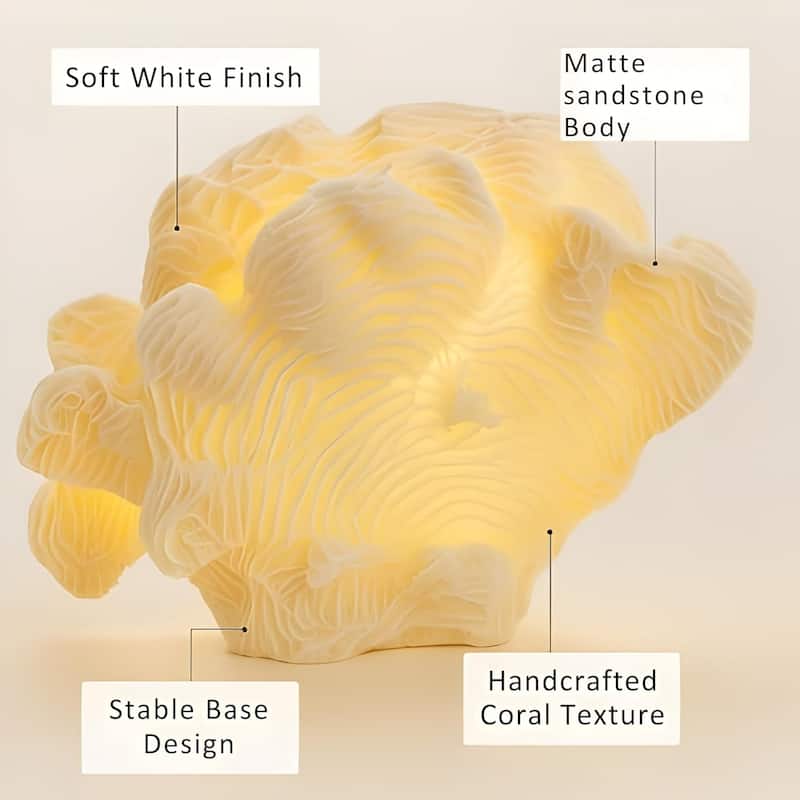 Coral Cloud Table Lamp Sculpted Sandstone Organic Accent Lighting