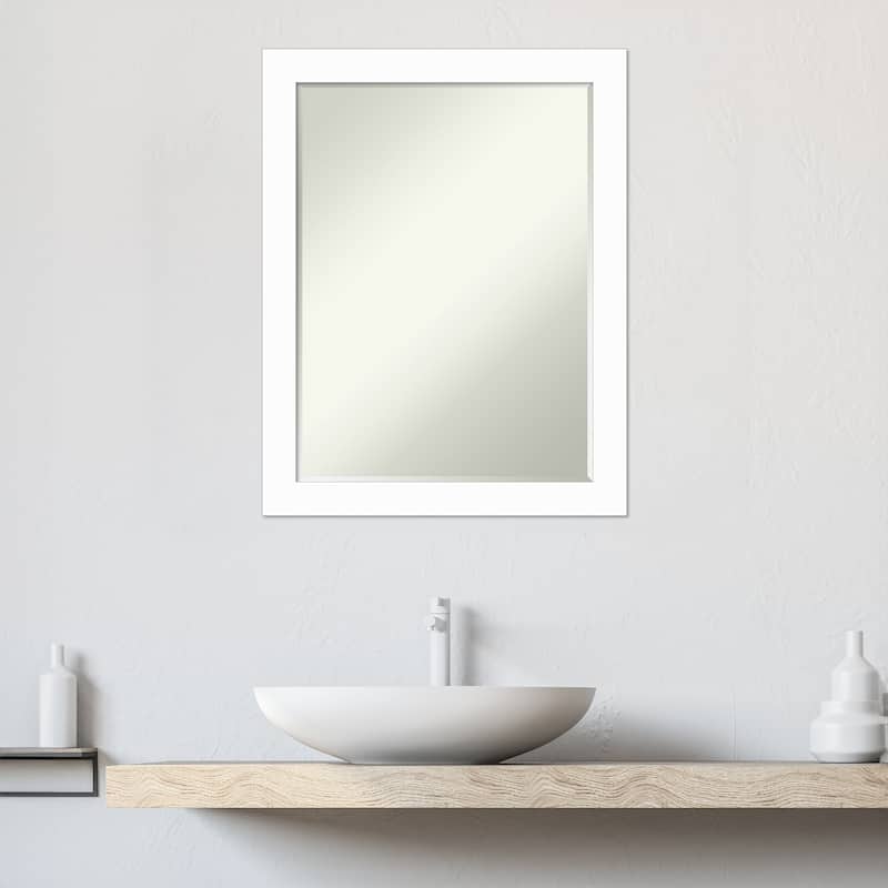 Basic Narrow Half-Inch-Bevel Wood Framed Bathroom Vanity Wall Mirror - Glass Size 18x24