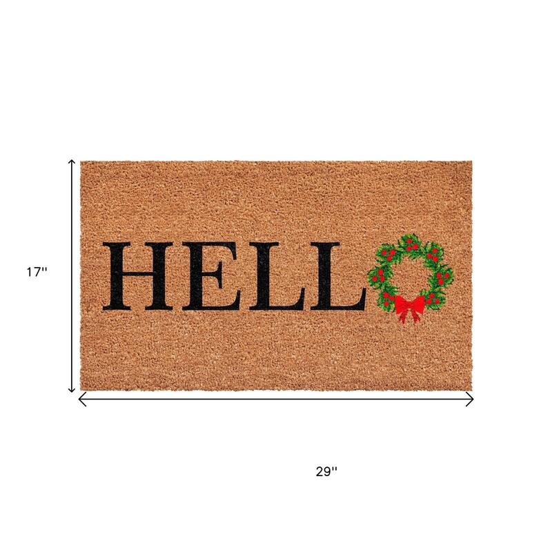 HomeRoots 17" X 29" Brown Black And Green Christmas Outdoor Coir Door Mat - 17.00' X '29.00