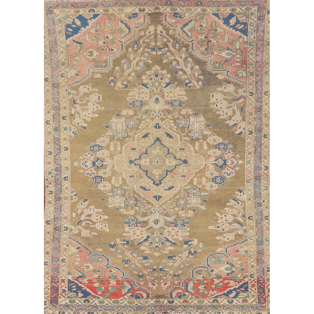 Tabriz Persian Vintage Accent Rug Hand-Knotted Wool Carpet - 4'3" x 6'3"