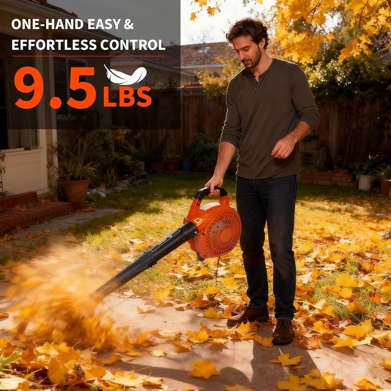 28cc 2-Stroke 1.1 HP, 490 CFM, 280 MPH Handheld Gas Powered Leaf Blower for Effortless Lawn & Leaf Cleanup - N/A