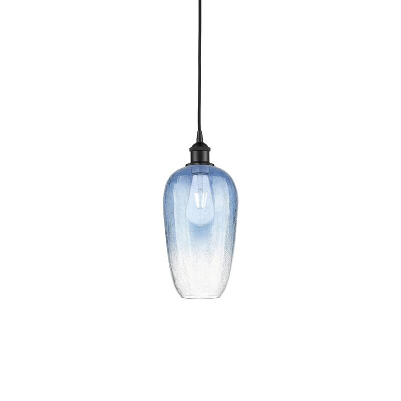Innovations Lighting 616-1P-15-7 Brookhaven Flute Pendant Brookhaven - Matte Black / Sapphire Blue