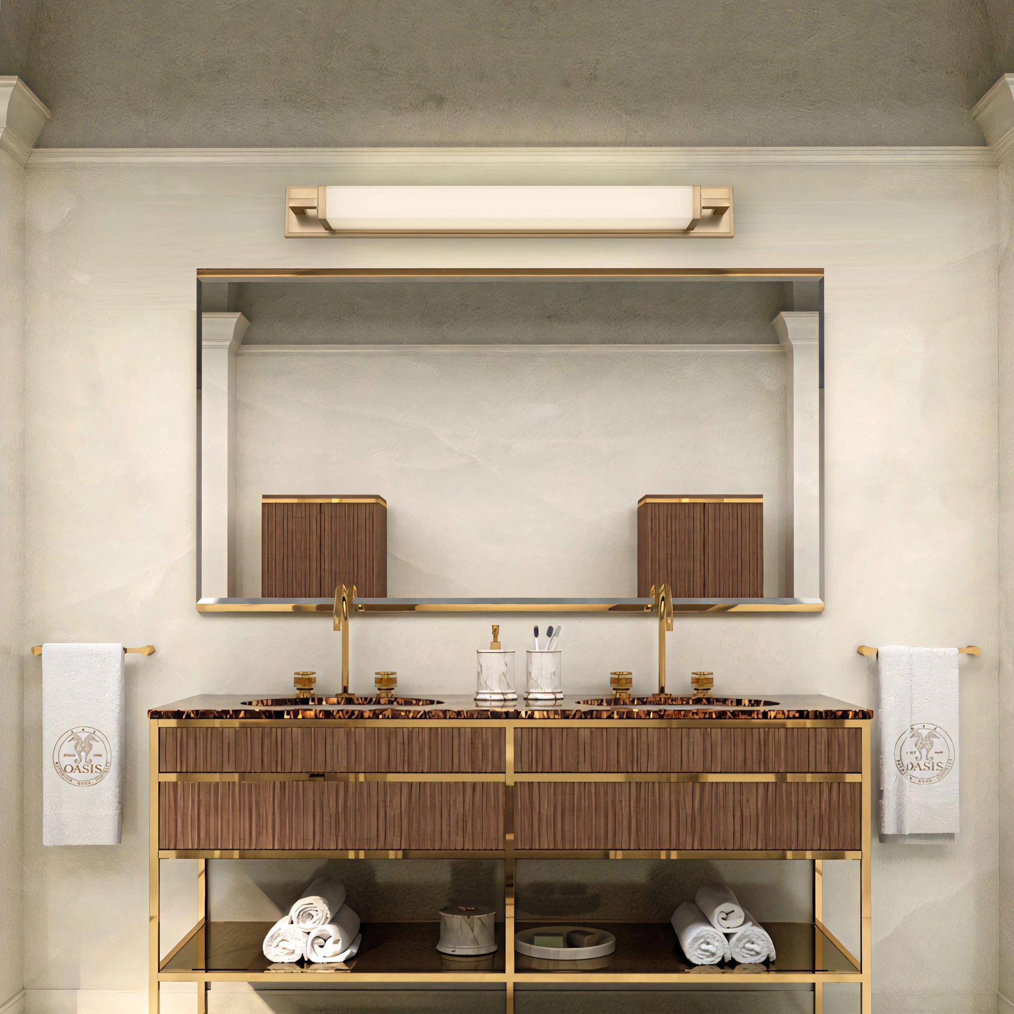 Zenith 34" Antique Brass LED Bathroom Vanity Light