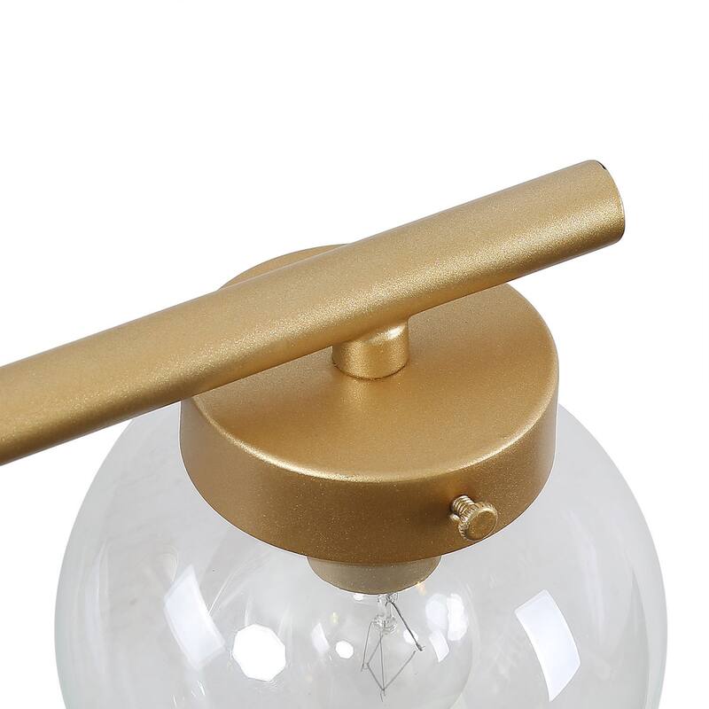 Rella Modern Farmhouse Black Gold Bathroom Vanity Light Orb Glass Dimmable Wall Sconces for Powder Room