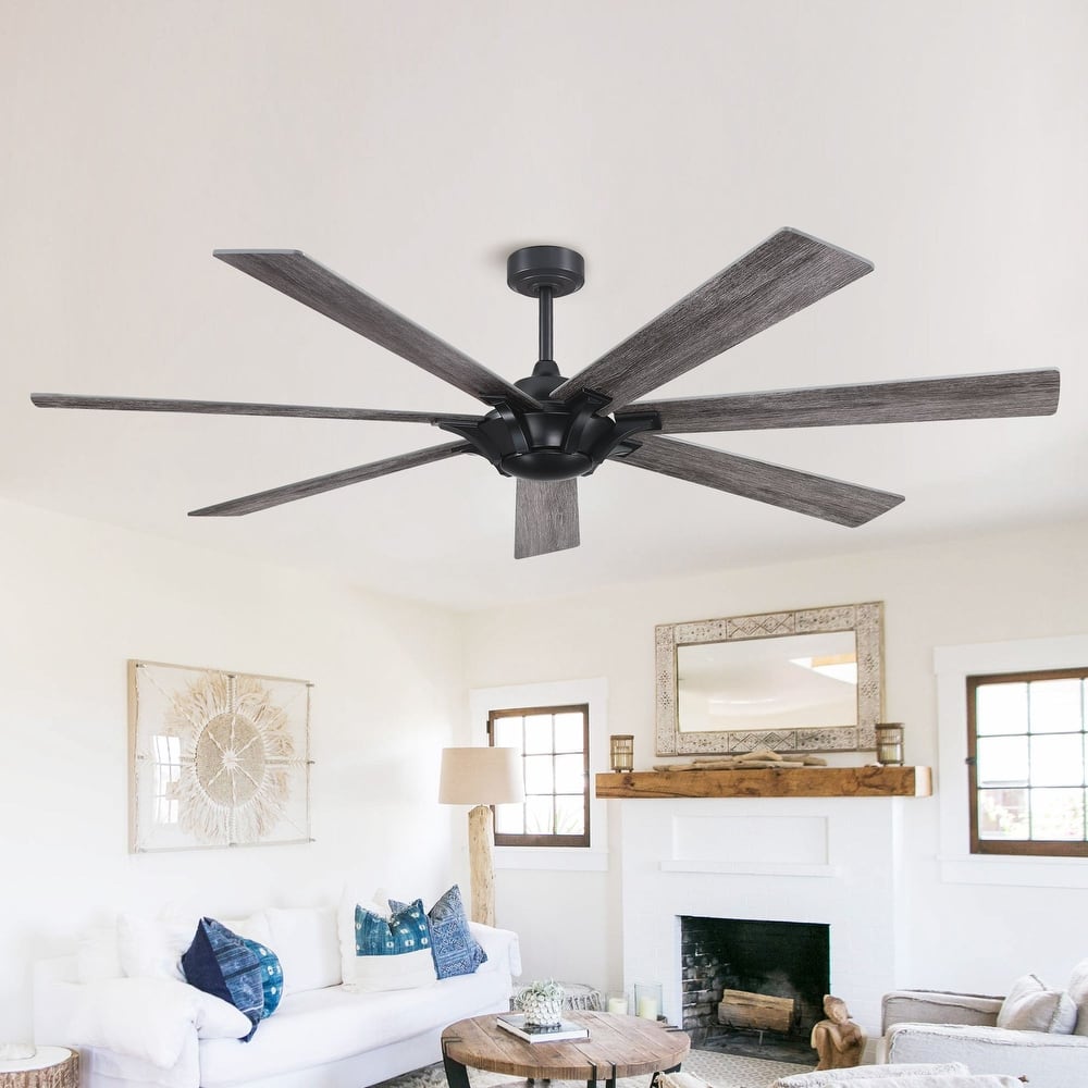 72" Wooden 7-Blade Large Outdoor Industrial DC Ceiling Fan with Remote
