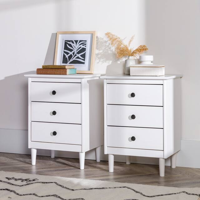 Middlebrook Bullrushes Solid Wood 3-Drawer Nightstand, Set of 2