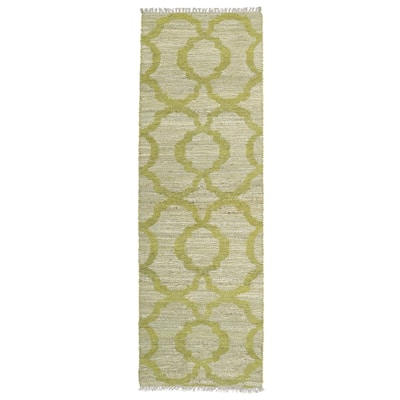 Kenwood Handmade Natural Fiber Lime Green Trellis Runner - 2'6" x 8' Runner - 2'6" x 8' Runner