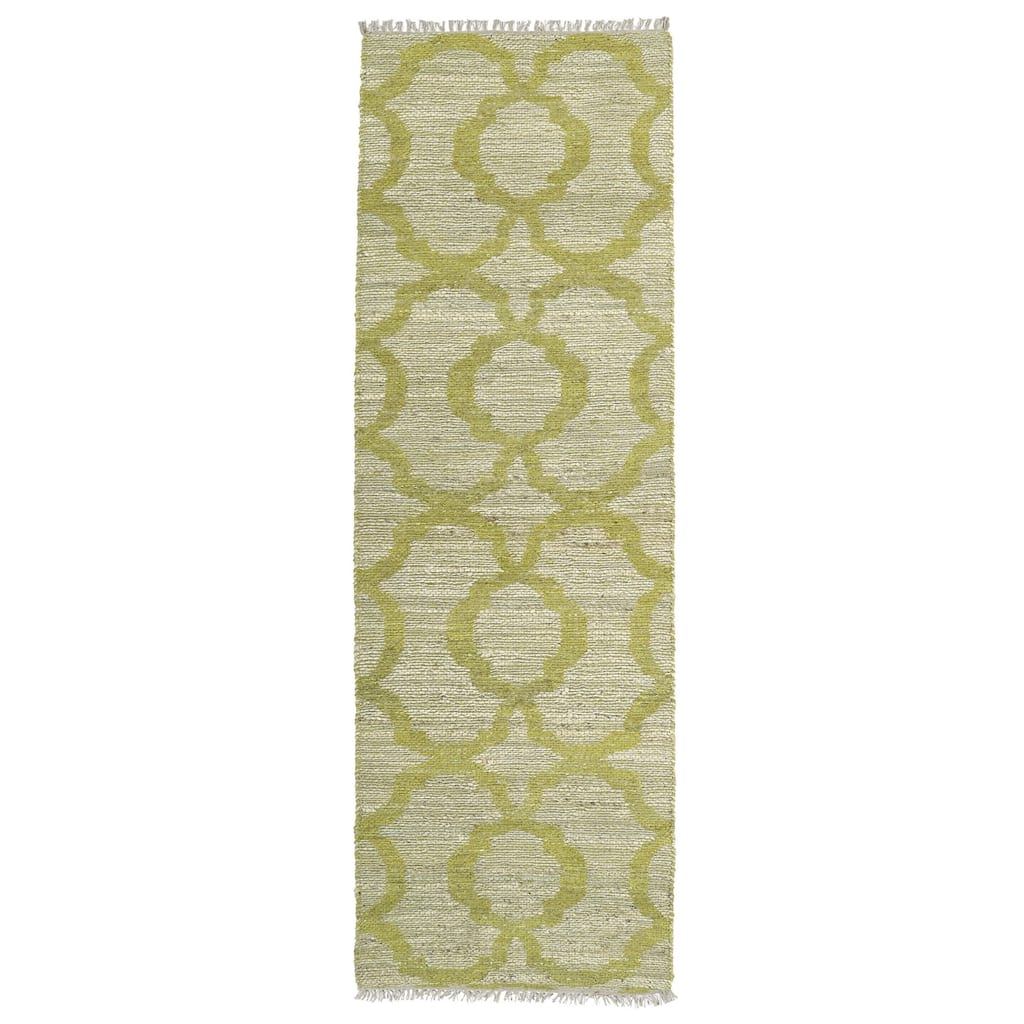 Kenwood Handmade Natural Fiber Lime Green Trellis Runner - 2'6" x 8' Runner - 2'6" x 8' Runner