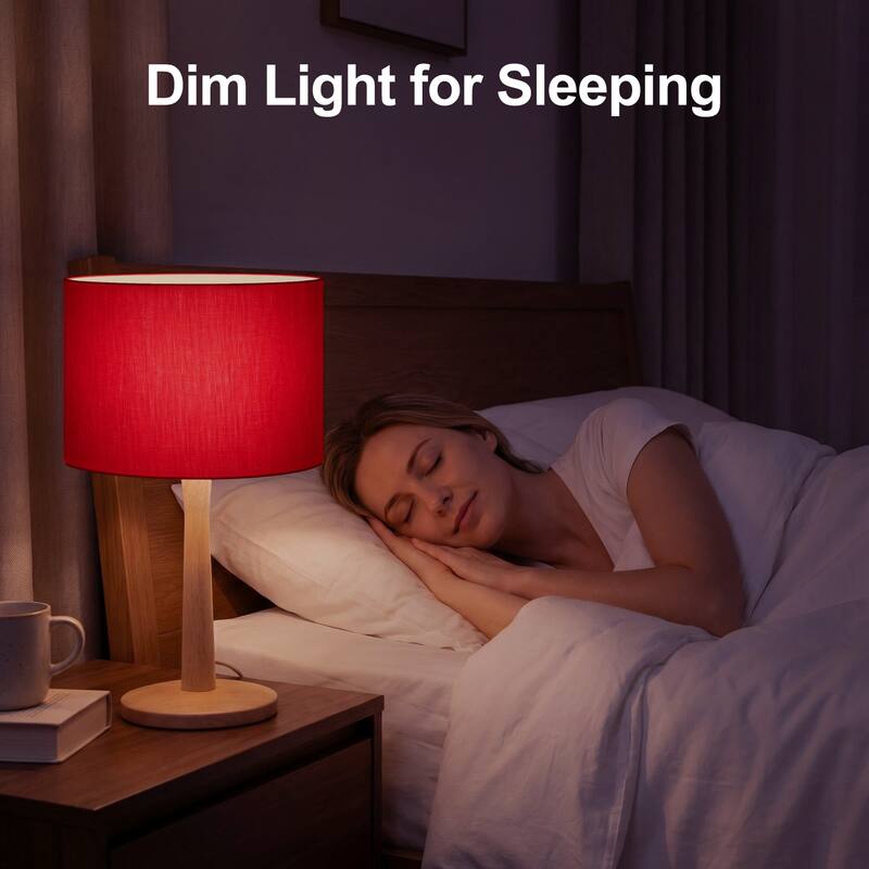 16.3 in. Modern Natural Wood Table Lamp with Linen Fabric Shade