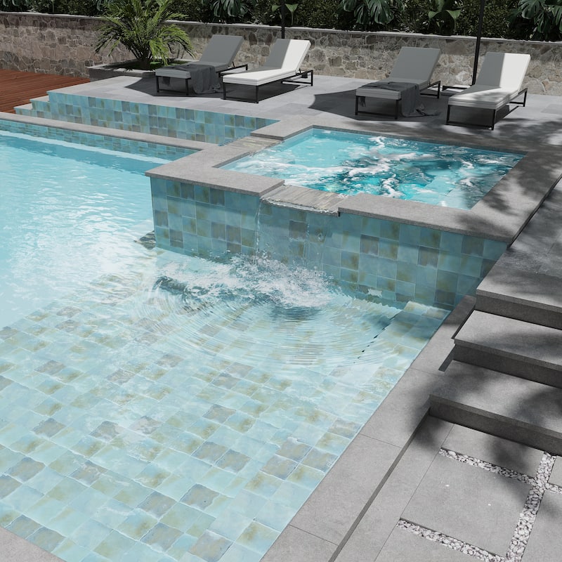 Zahara 6x6 Sky Blue Porcelain Zellige Square Wall and Floor Tile (5.38 sq ft/case) - 22 Pack