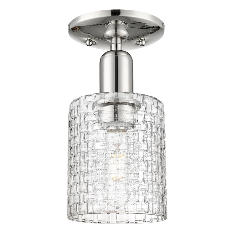 Innovations Lighting 716-1C-11-5 Cobbleskill Semi-Flush Cobbleskill 5" - Polished Nickel / Clear