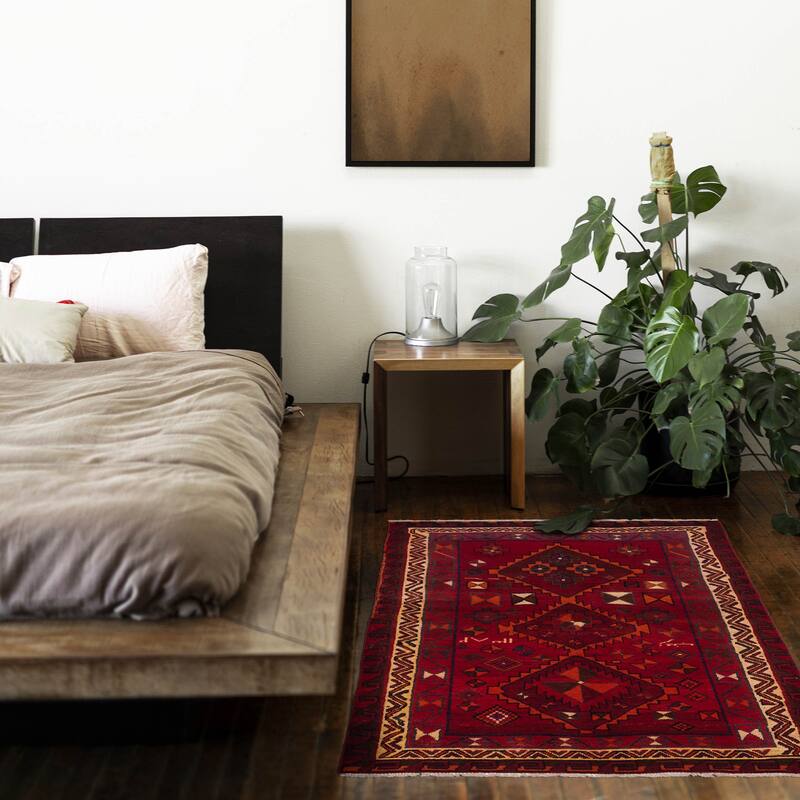 ECARPETGALLERY Hand-knotted Melis Vintage Red Wool Rug - 4'6 x 6'6