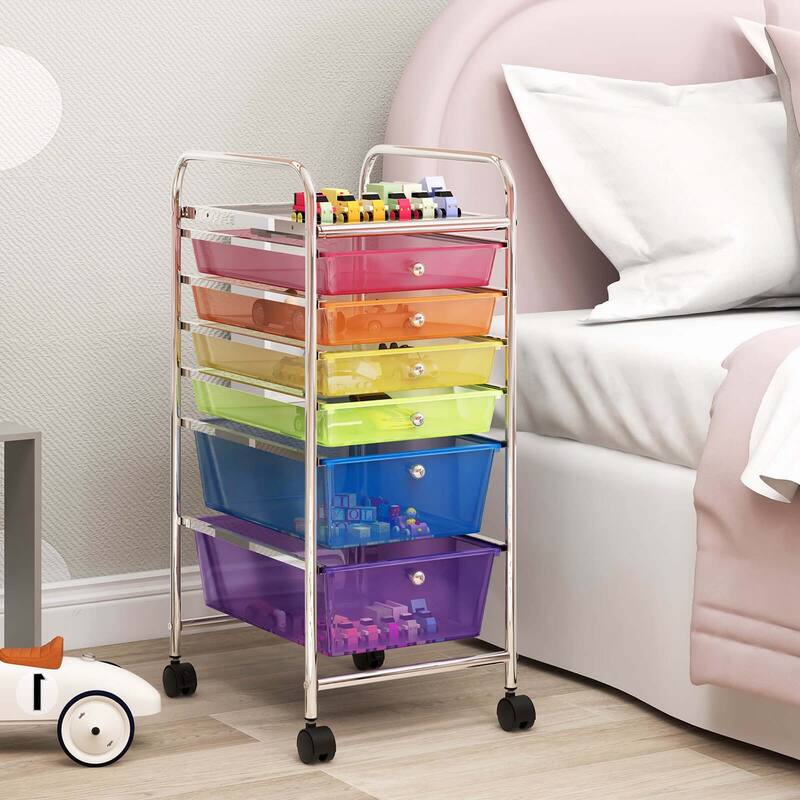 Costway 6 Drawer Rolling Storage Cart Scrapbook Paper Office Organizer
