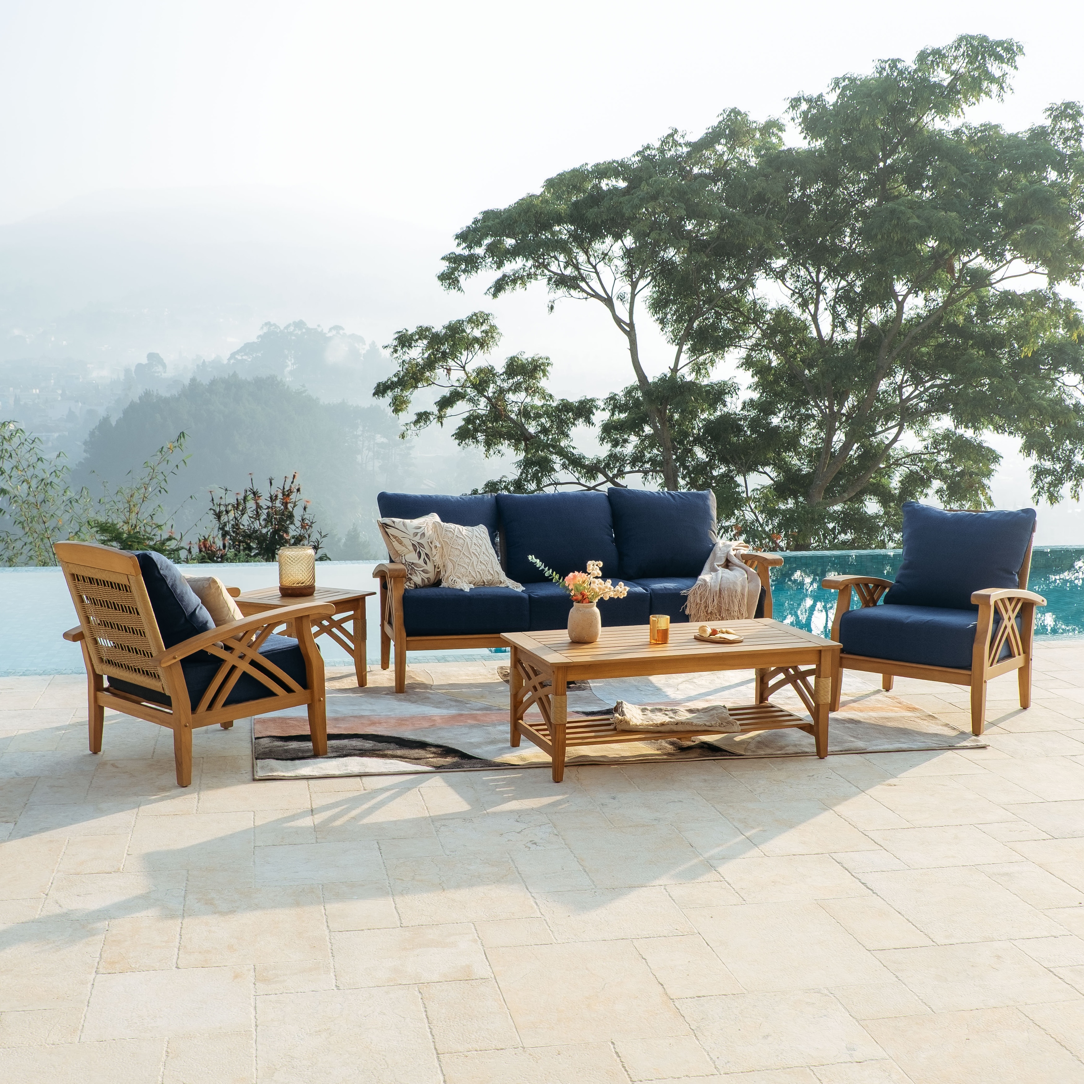 Cambridge Casual Carmel 5-Piece Teak Patio Conversation Set
