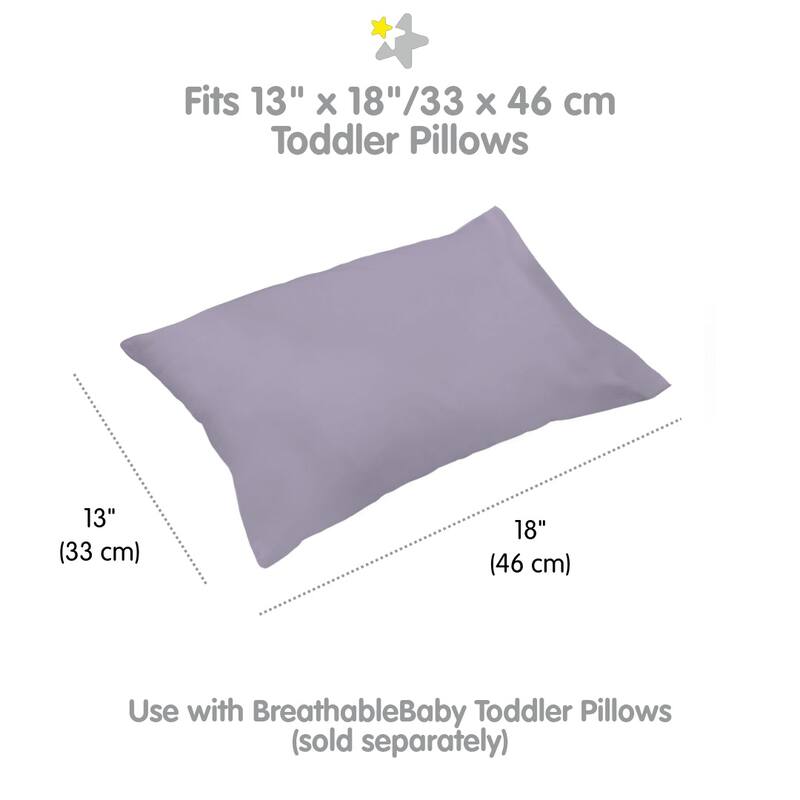 BreathableBaby Cotton Percale Pillowcase, For 13" x 18"/33 x 46 cm Toddler Pillow, Solids (2-Pack)
