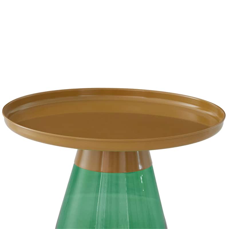 Gold Titanium Coffee Table Set of Two with Glass Base Modern Accent - 24x17 19x20