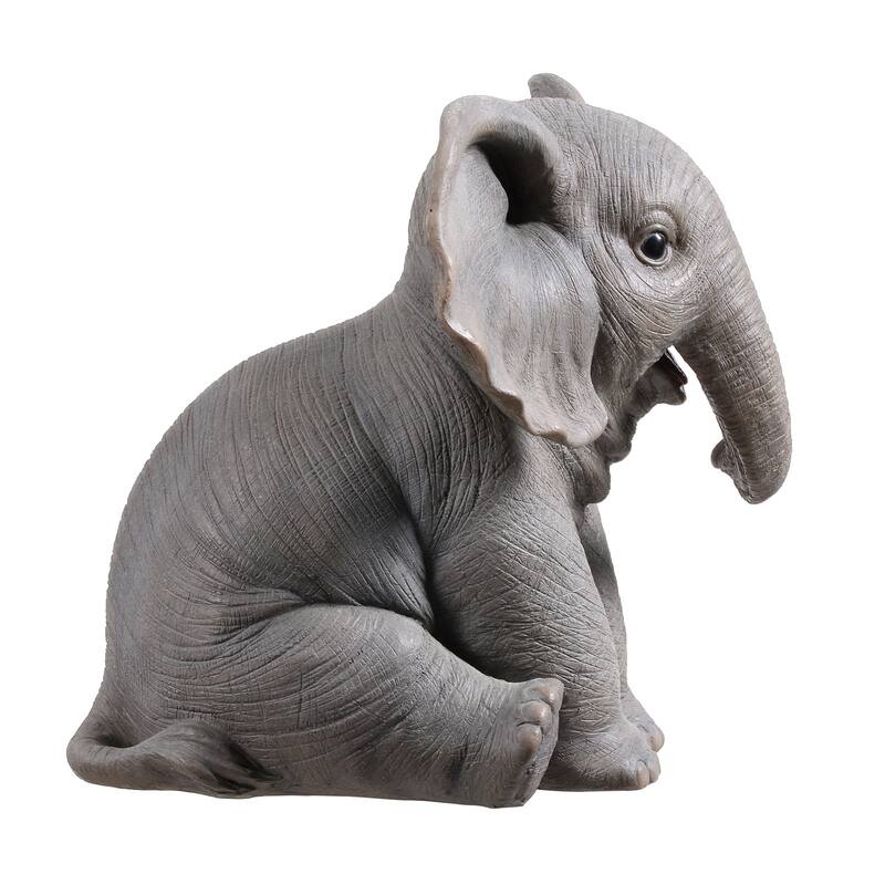 Sitting Baby Elephant Outdoor Garden Statue - 7.75"