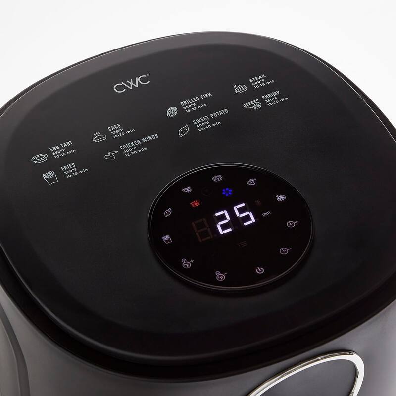 COOK WITH COLOR 1200W Air Fryer: Glass Basket, Dishwasher Safe, 60min Timer, 6 Presets, Temp Control 175F-400F, 4 - 5.5 QT