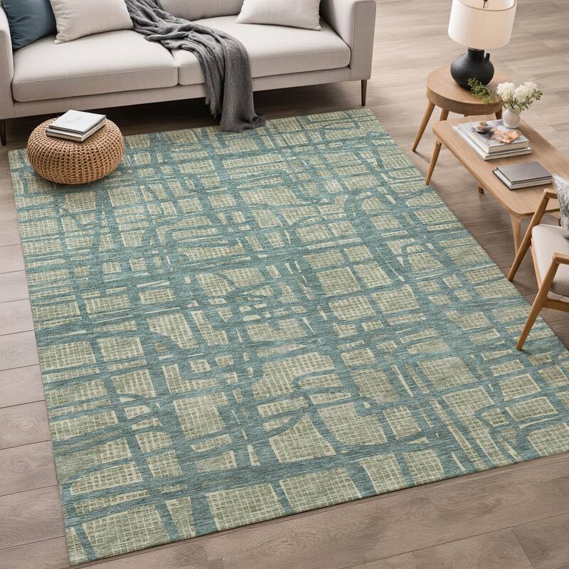 Machine Washable Indoor/ Outdoor Modern Centurion Chantille Rug