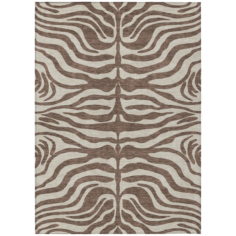 Machine Washable Indoor/ Outdoor Modern Animal Print Chantille Rug