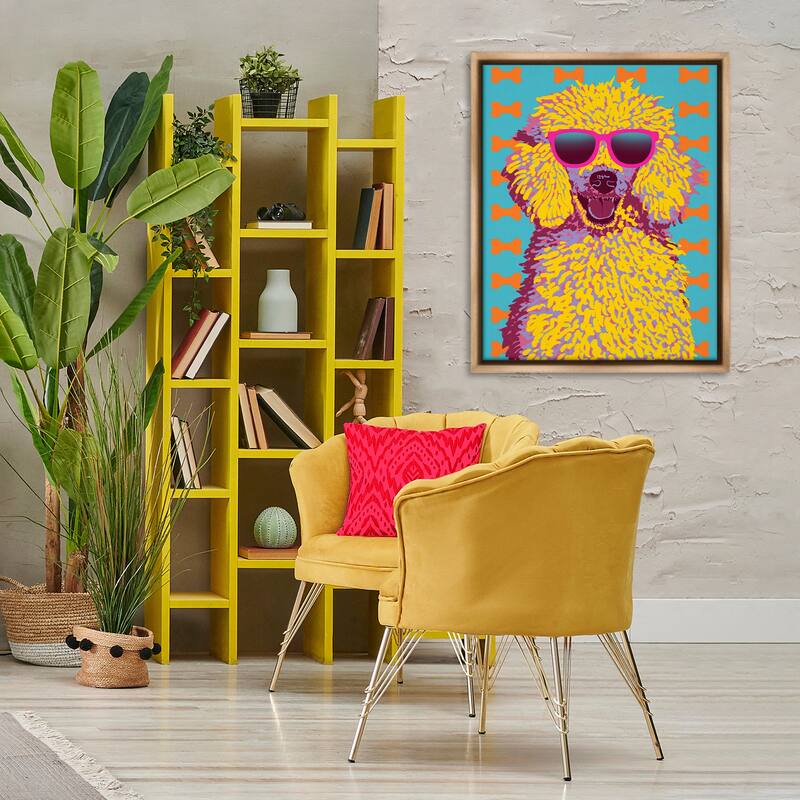 Stupell Retro Pop Poodle Framed Floater Canvas Wall Art Design By Marcus Prime